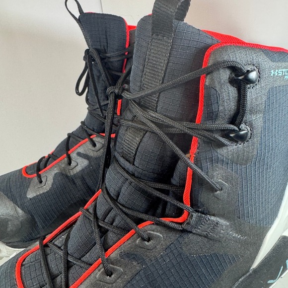 Under Armour HOVR Stormproof Hiking Boots Black Red Men's M15 W16.5 - Picture 10 of 11
